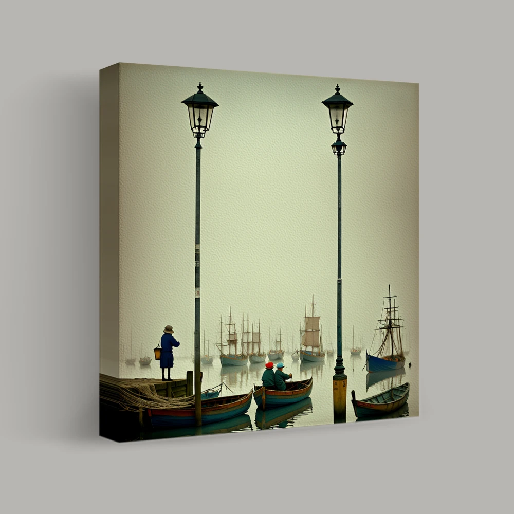 Guardians of the Misty Harbor — canvas