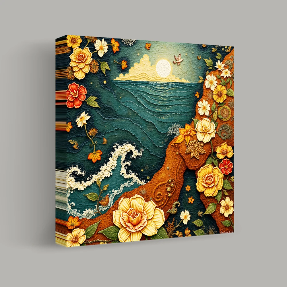 Floral Symphony by the Sea — canvas