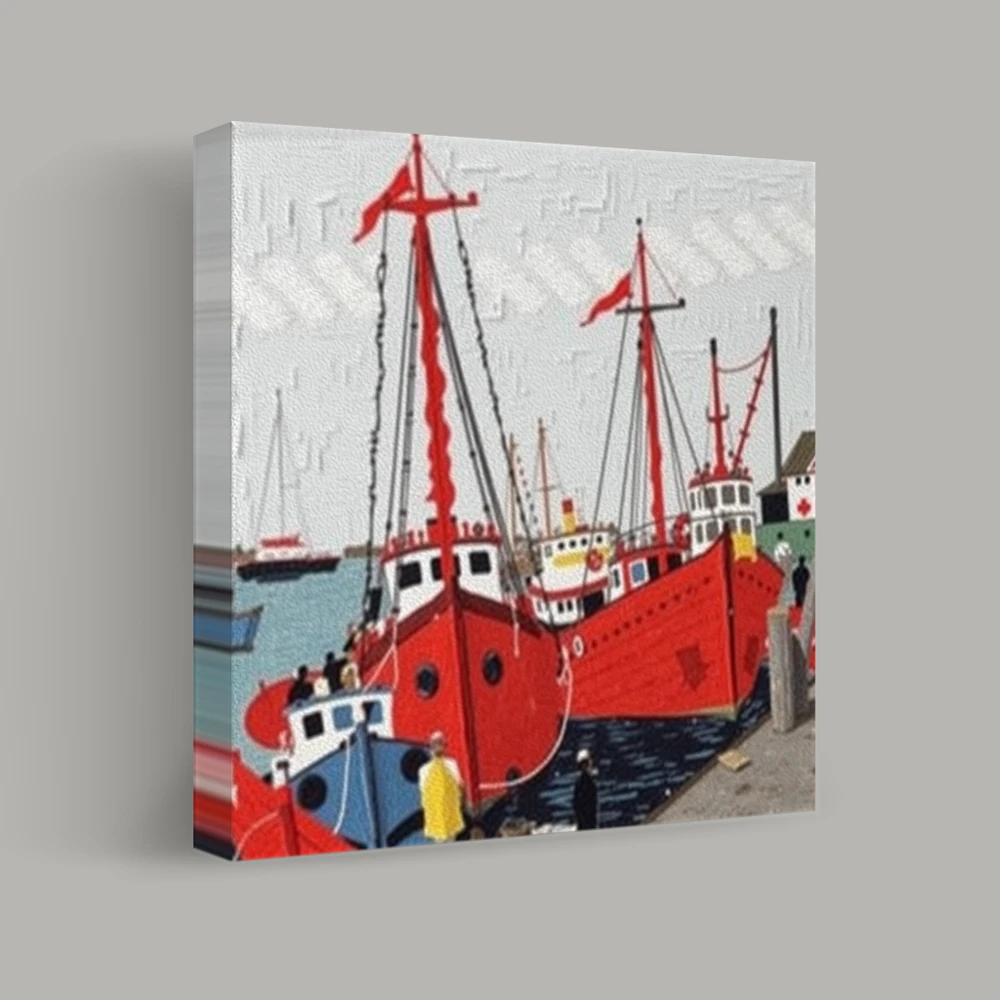 Harbor's Red Guardians — canvas