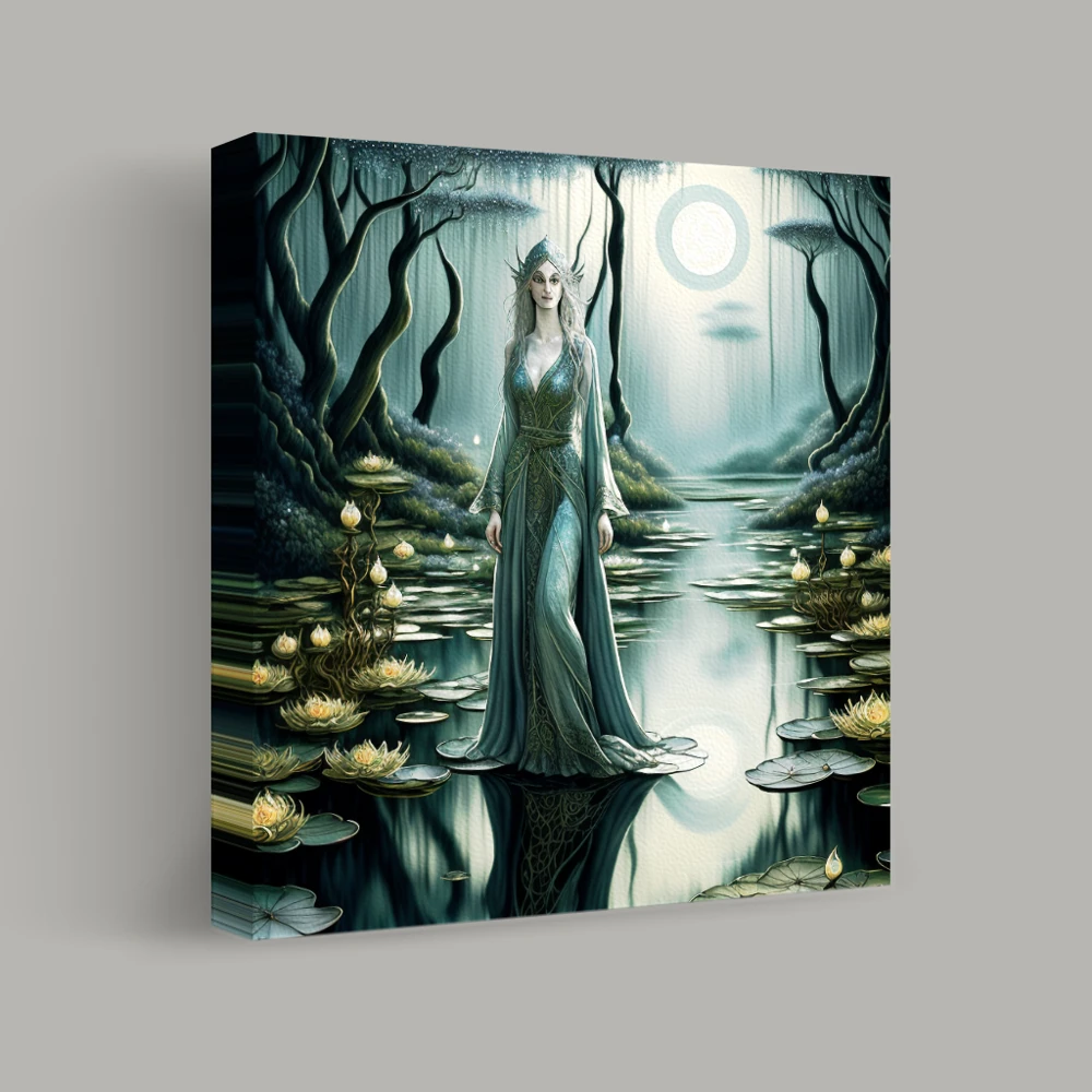 Moonlit Guardian of the Enchanted Waters — canvas