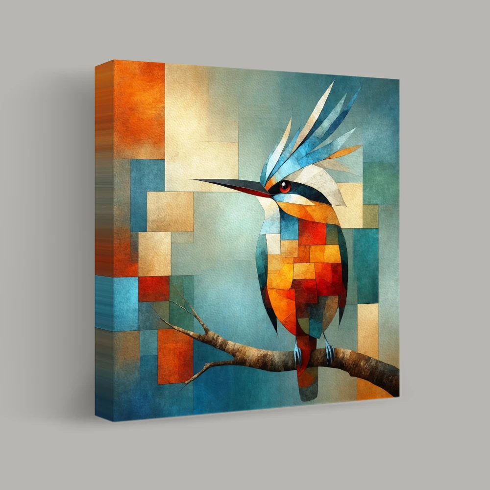 Colors of a Geometric Kingfisher — canvas