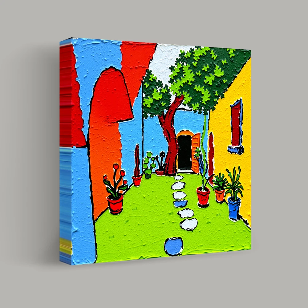Vibrant Courtyard Oasis — canvas