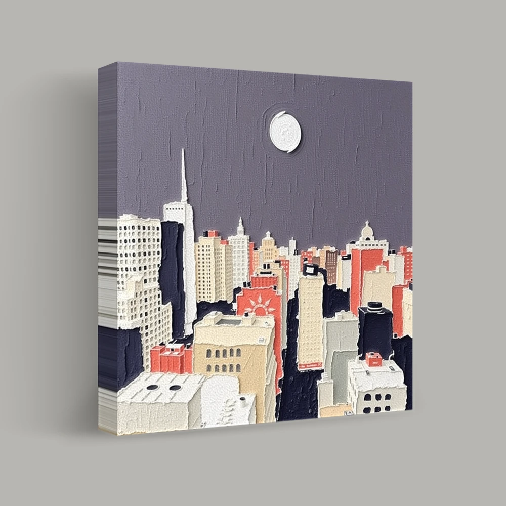 Maanverlichte Metropool — canvas