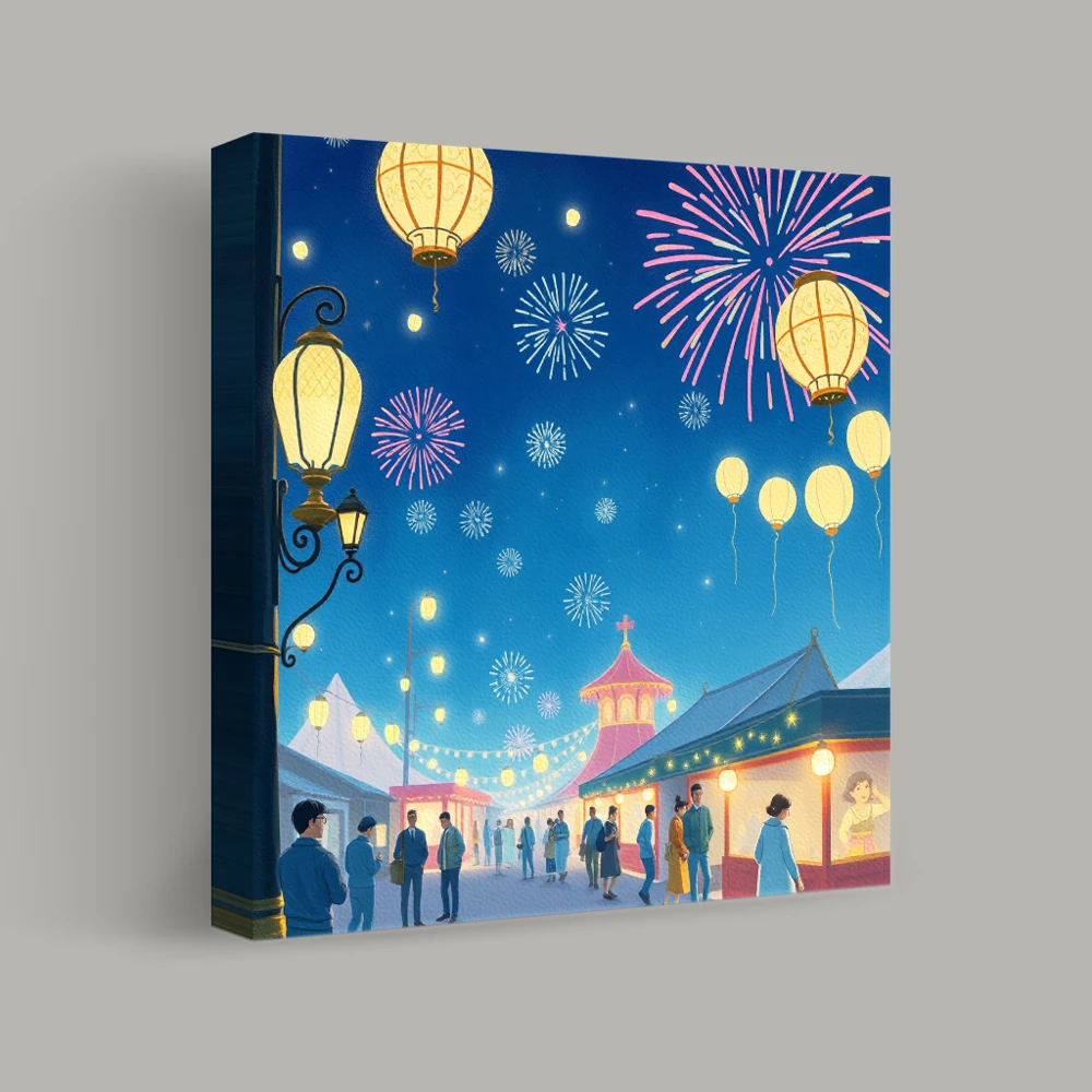 Celebration Under Lantern Skies — canvas
