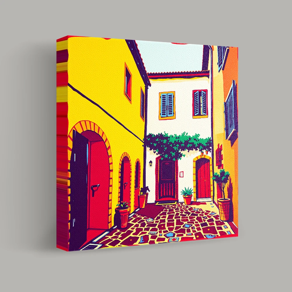 Vibrant Alleyway of Colorful Vistas — canvas