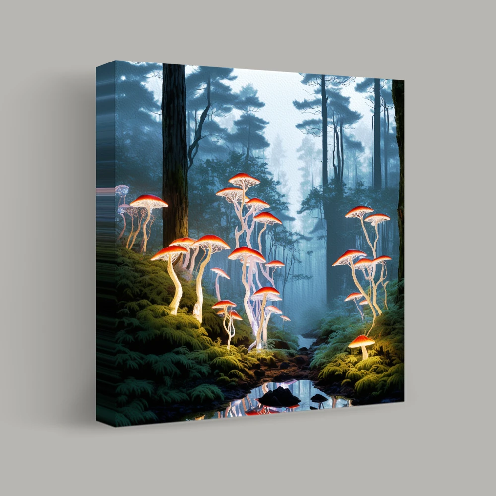 Enchanted Forest of Luminescent Fungi — canvas