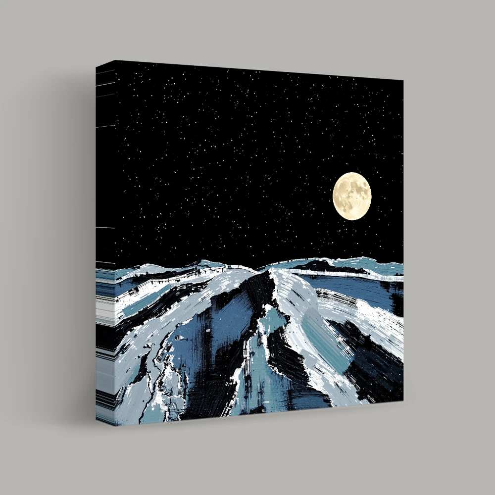 Lunar Serenity Over Frozen Peaks — canvas