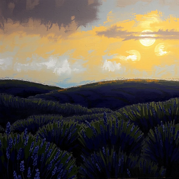 Twilight Over Lavender Fields
