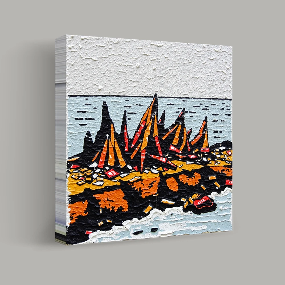 Jagged Peaks by the Shore — canvas