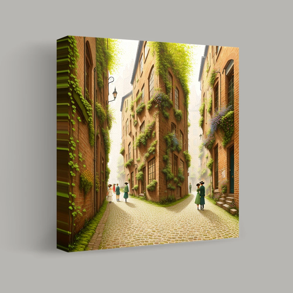 Whispering Walls of the Cobblestone Alley — canvas