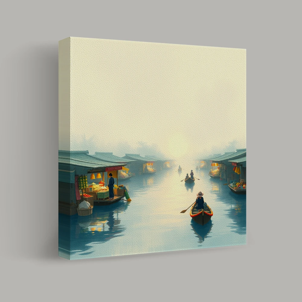 Morning at the Floating Market — canvas