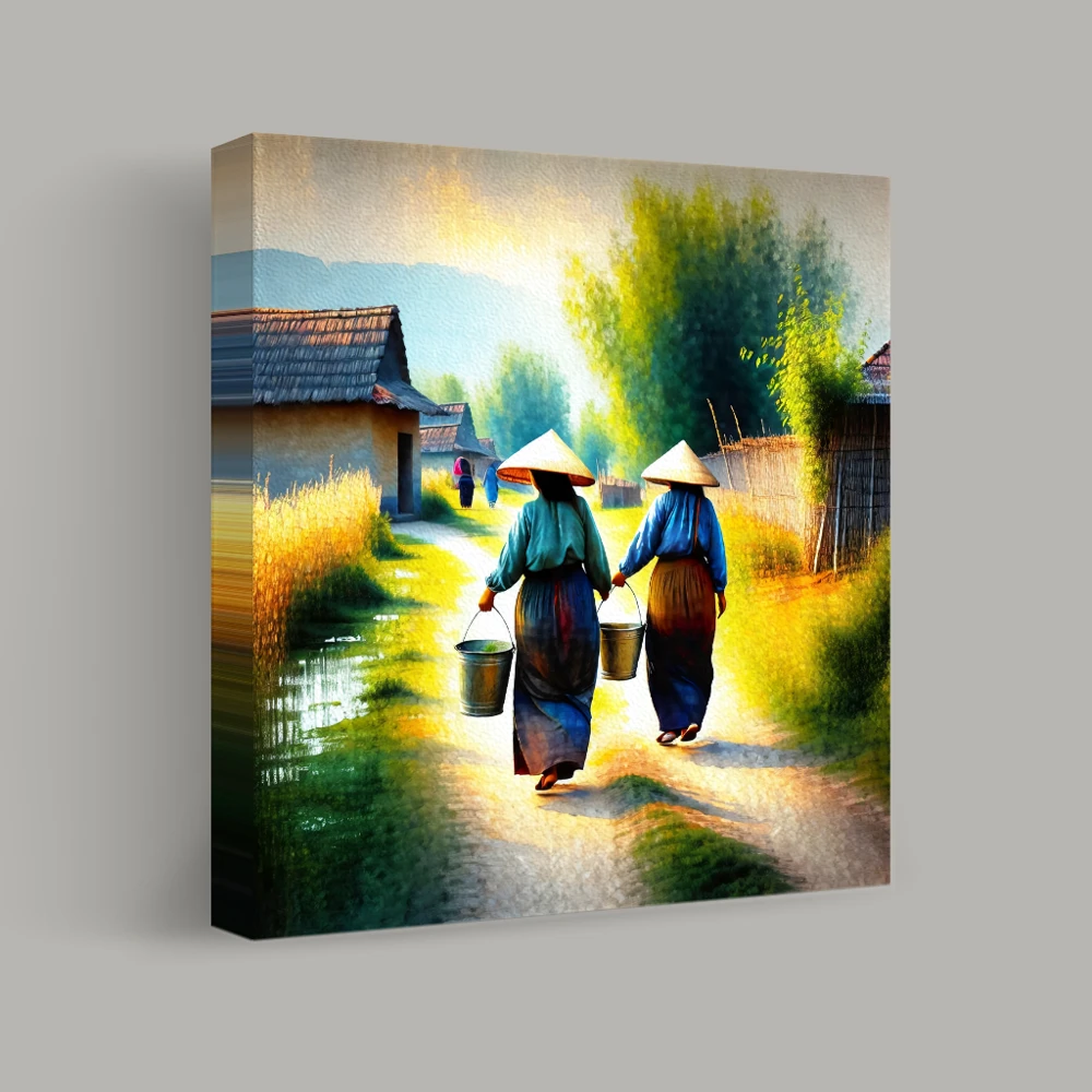 Lavori mattutini nel villaggio — canvas