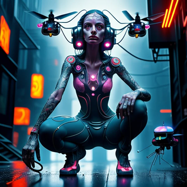 Neon Guardian of the Cyber Alley view 2
