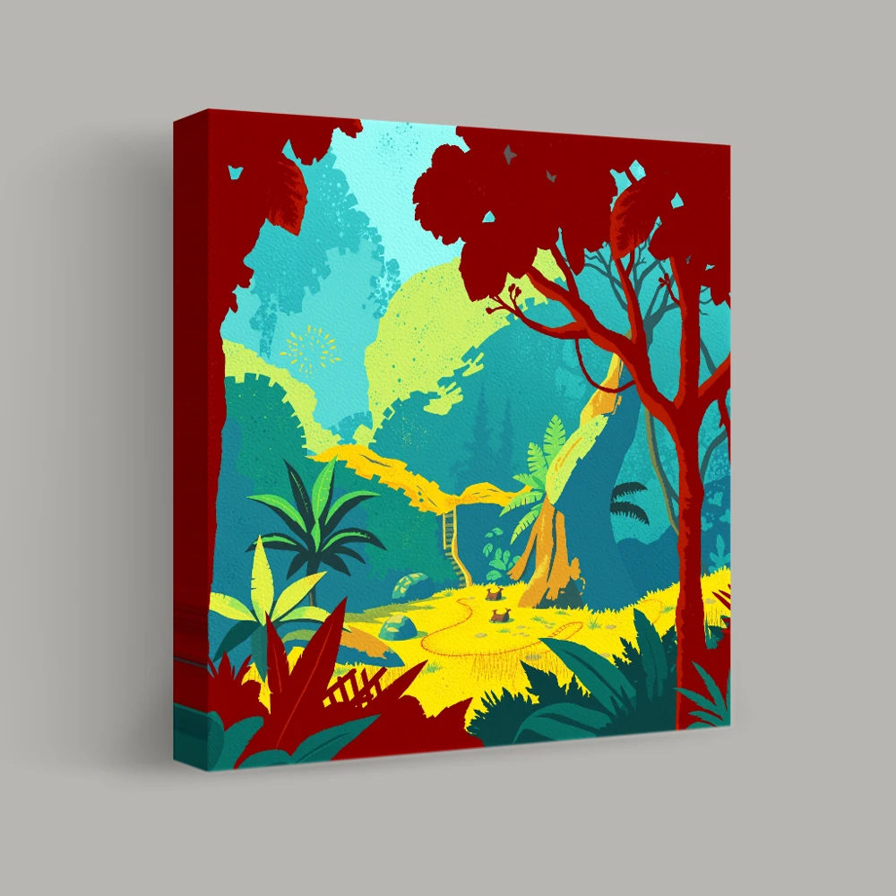 Pathway Through Tranquil Jungle — canvas