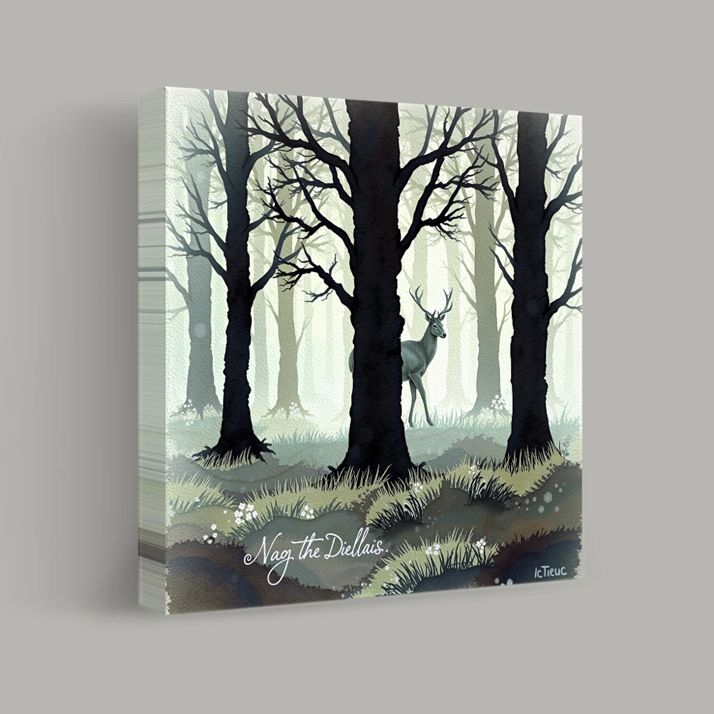 Stag in Misty Forest — canvas