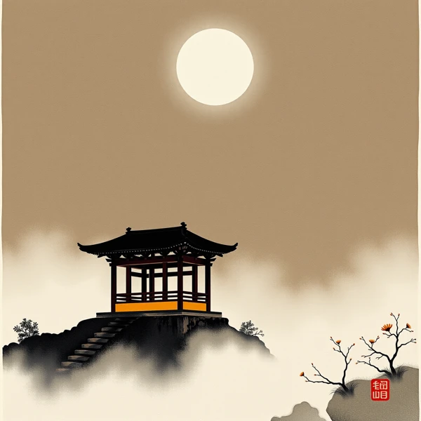 Moonlit Serenity Over the Pavilion