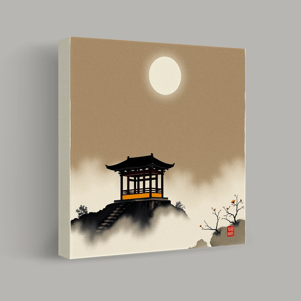 Moonlit Serenity Over the Pavilion — canvas
