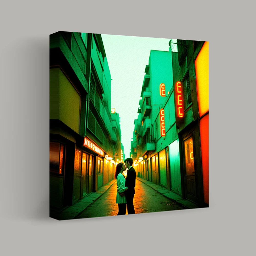 Lovers in a Neon Alley — canvas