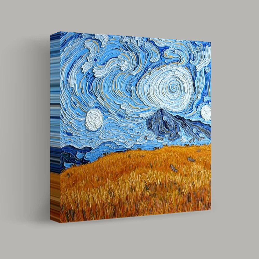 Swirling Skies Over Golden Fields — canvas