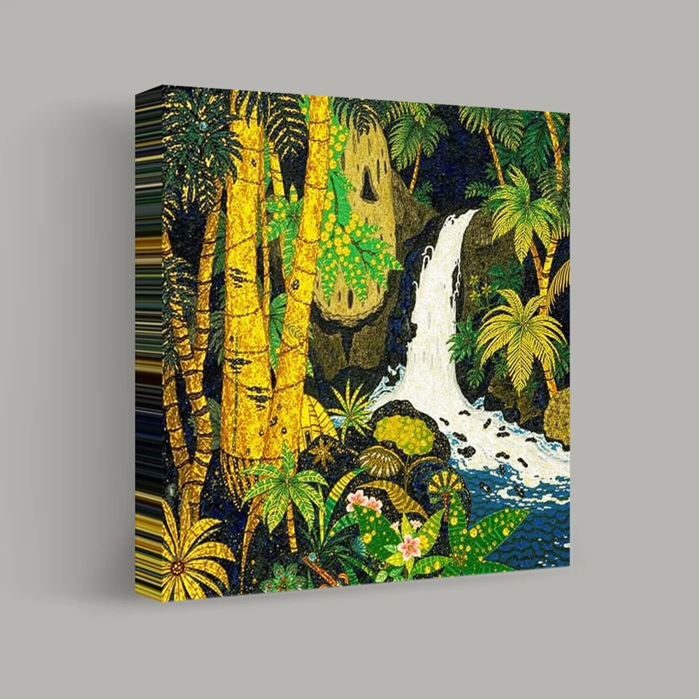 Lush Cascade in Tropical Wilderness — canvas