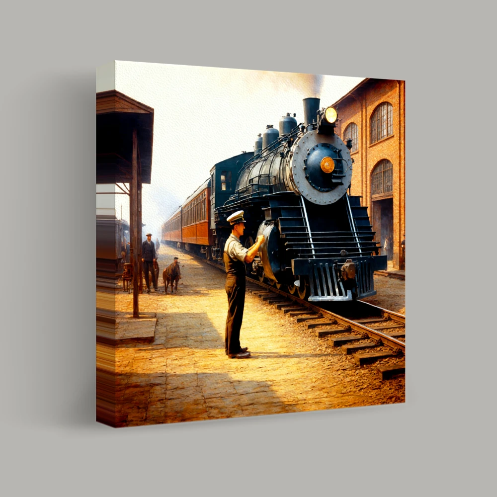 Vapore e acciaio alla stazione — canvas