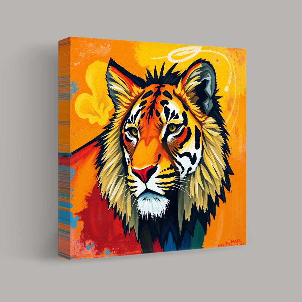 Vivid Gaze of the Jungle King — canvas