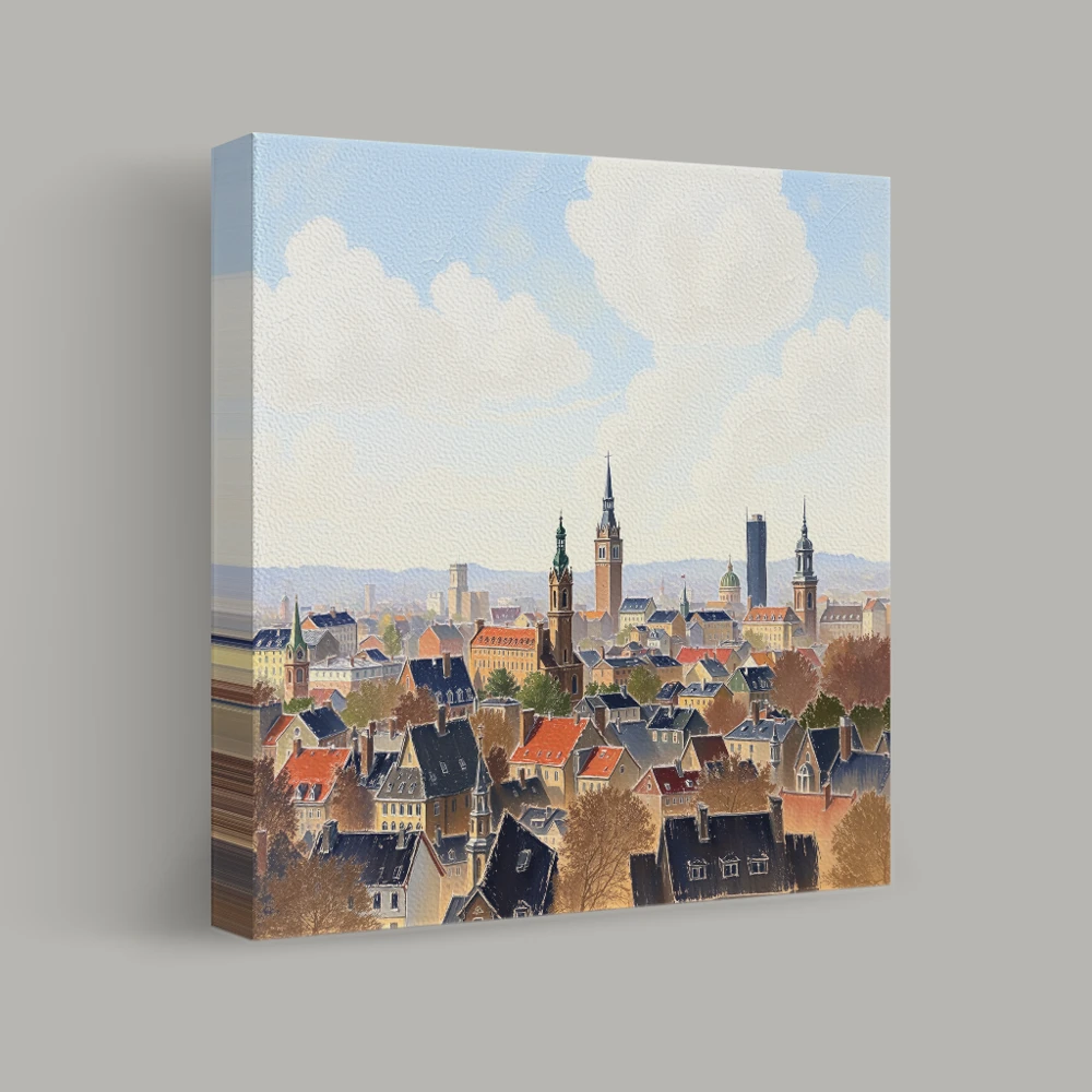 Spires Over the Autumn City — canvas