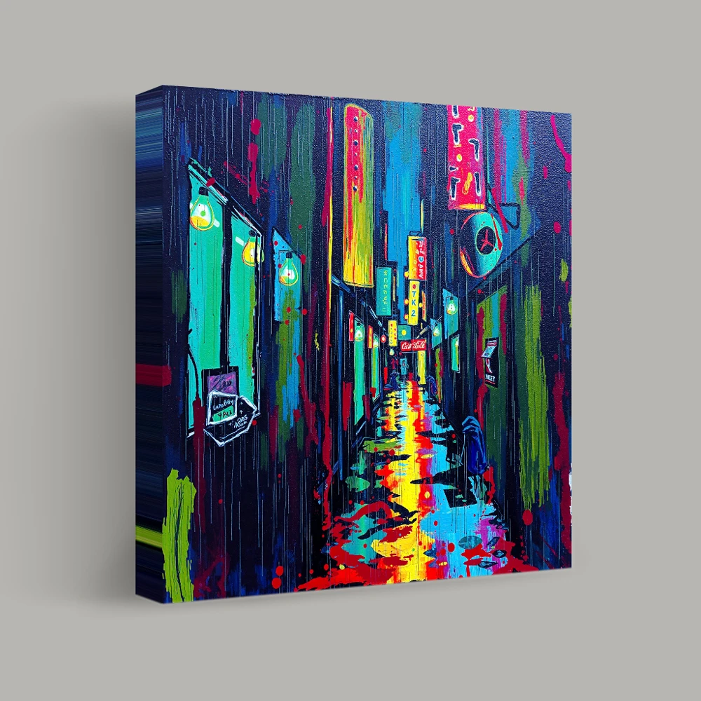 Neon Alleyway Reverie — canvas