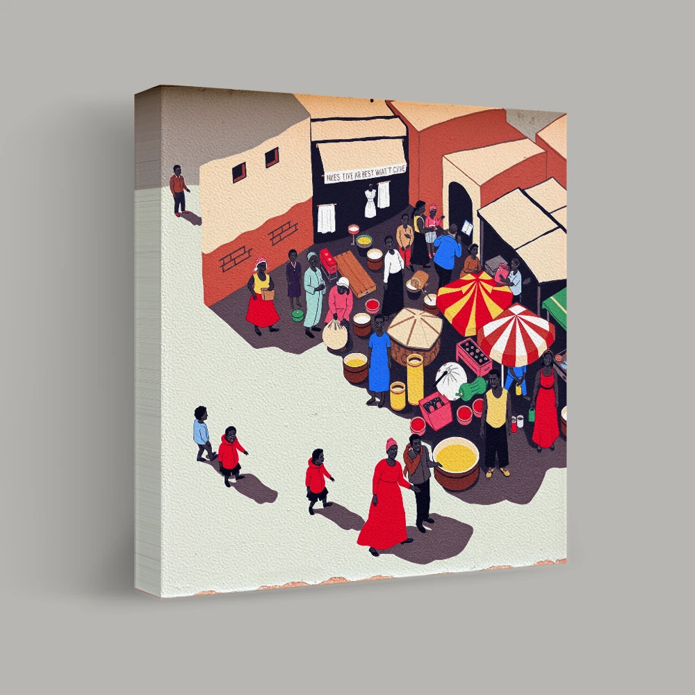 Bustling Market Alley — canvas