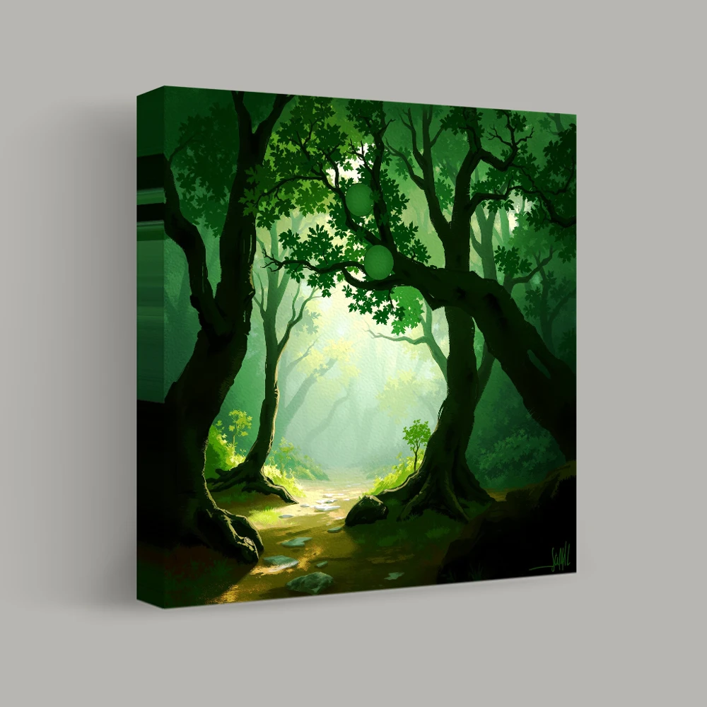 Pathway Through Enchanted Woods — canvas