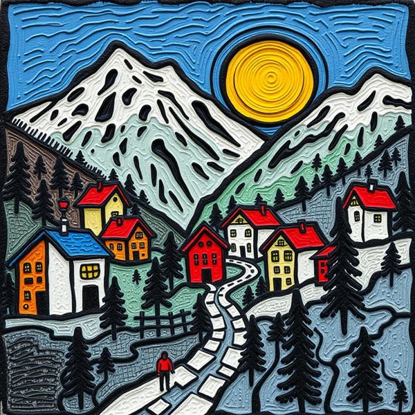 Village Under the Sunlit Peaks