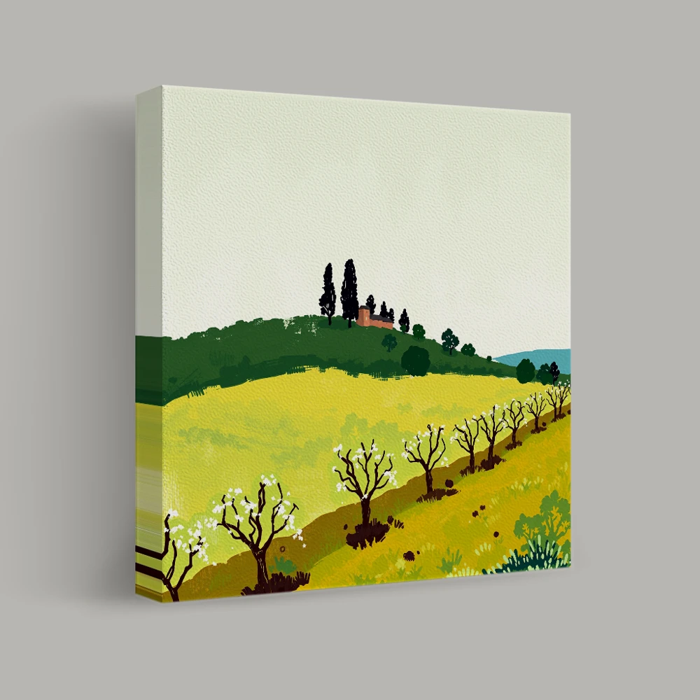 Rolling Hills and Blossoming Fields — canvas