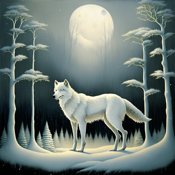 Moonlit Solitude in a Winter Forest