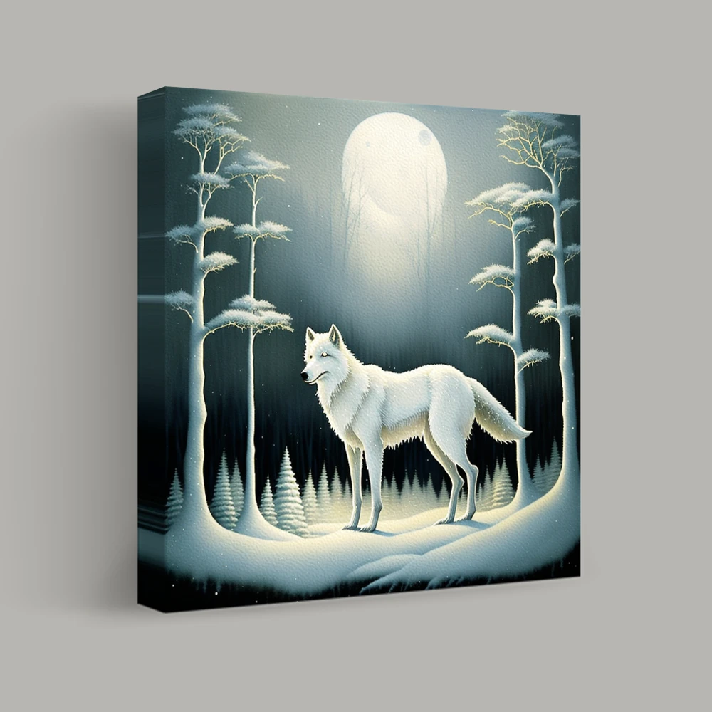 Moonlit Solitude in a Winter Forest — canvas