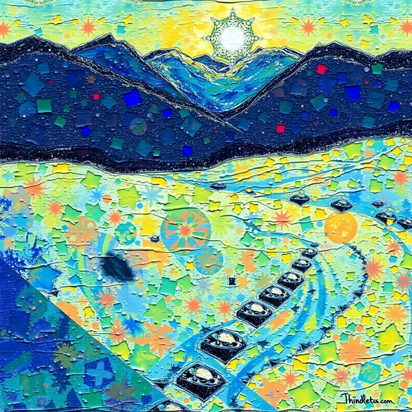 Sunlit Path Through Kaleidoscope Peaks