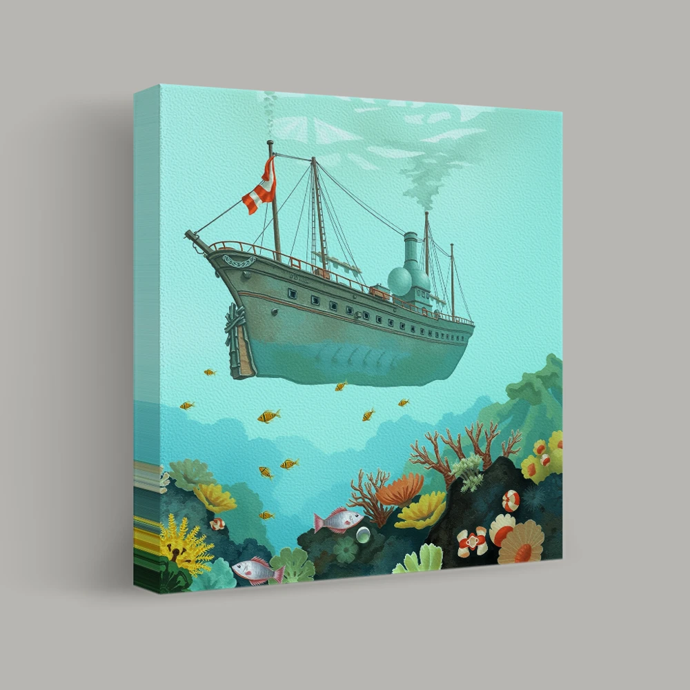 Voyage Through Azure Depths — canvas