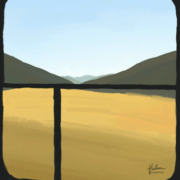 Window Over Rolling Hills
