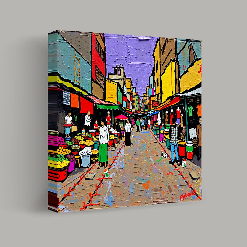 Vibrant Market Street — canvas