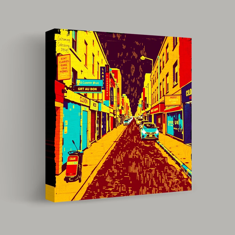 Neon Streets and Silent Echoes — canvas