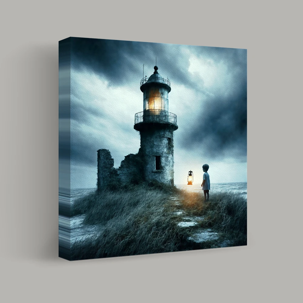 Lantern Guardian at the Lighthouse — canvas