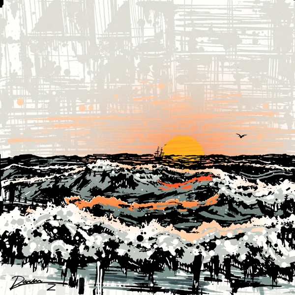 Sunrise Over Turbulent Sea