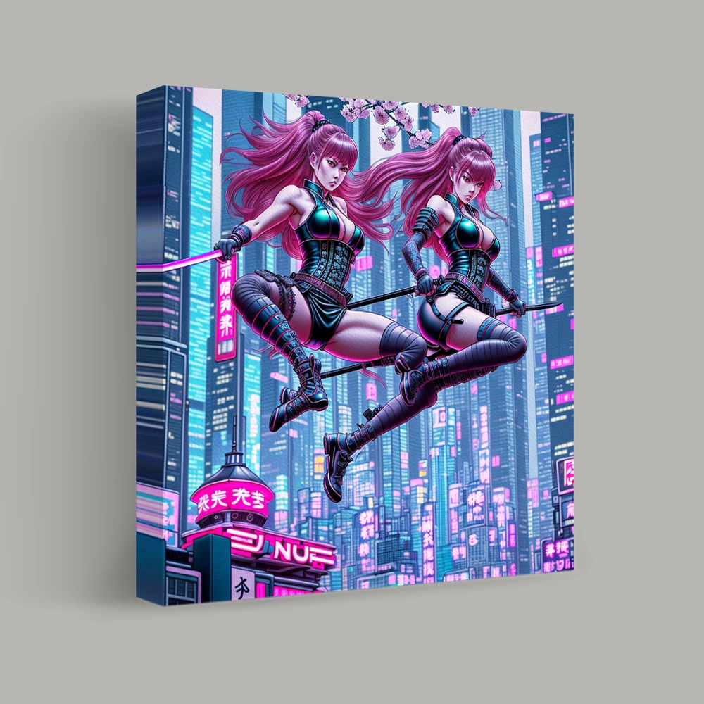 Neon Warriors of the Sky — canvas