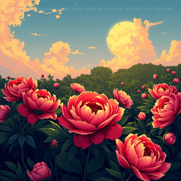 Sunset Over Blossom Field