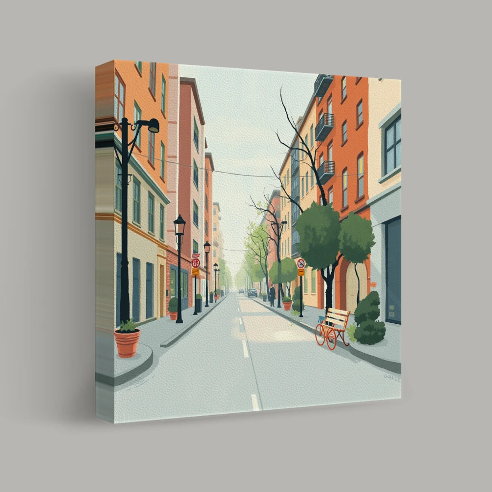 Tranquil Urban Morning — canvas