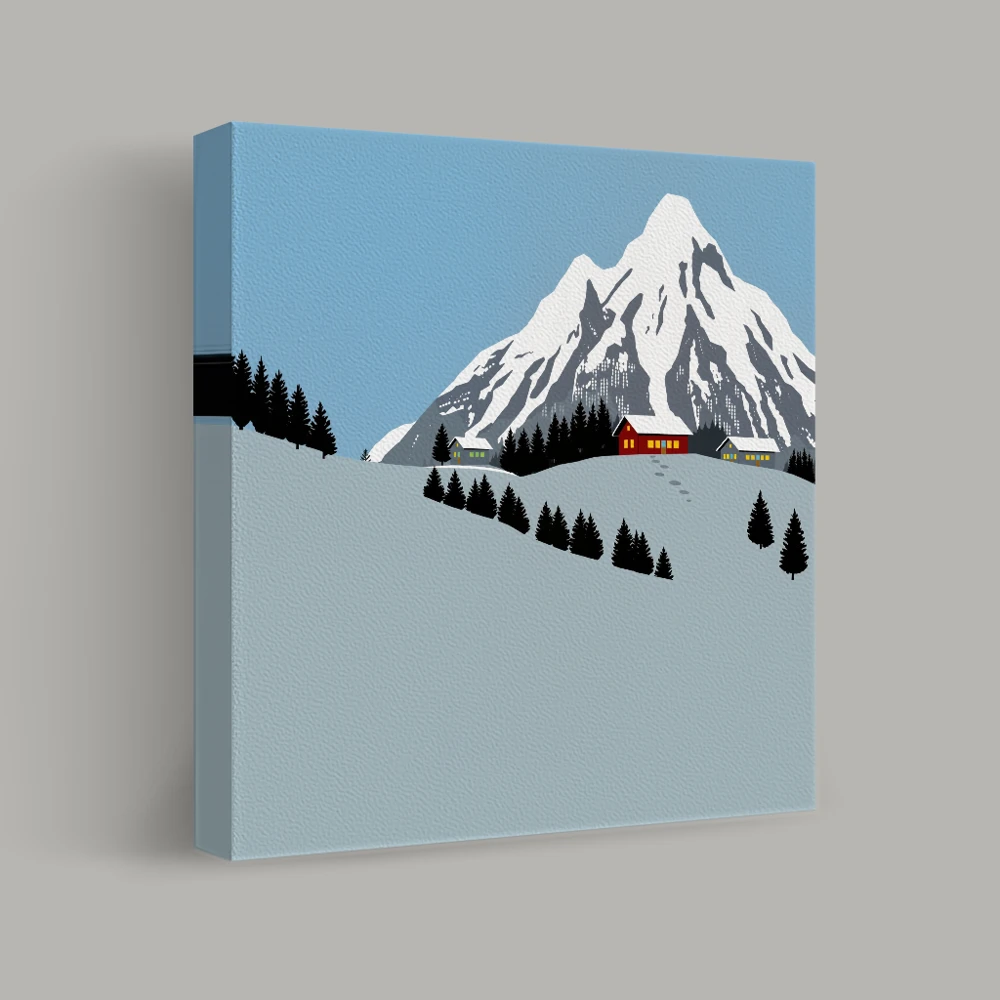Solitude Beneath Snowy Peaks — canvas