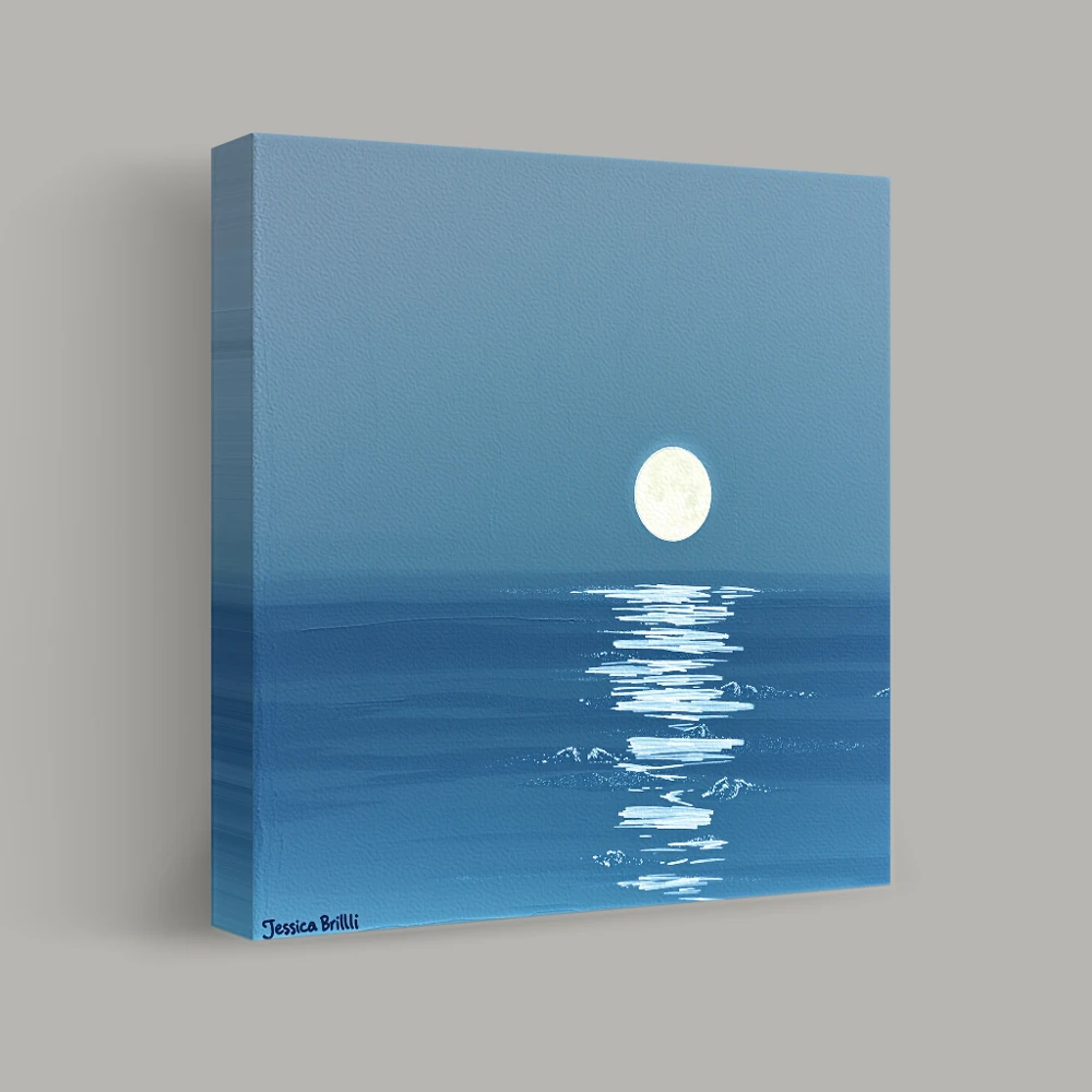 Moonlit Reflections Over Tranquil Waters — canvas