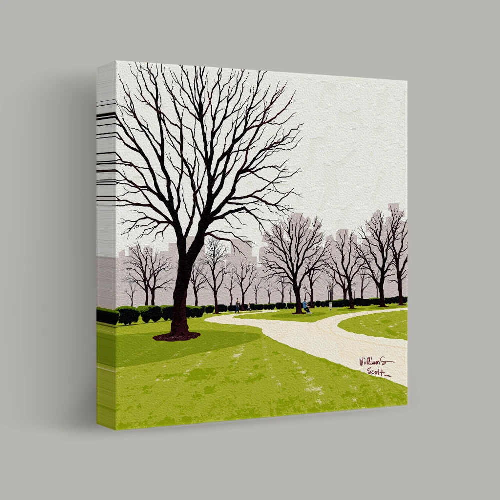 City Park in Winter's Embrace — canvas