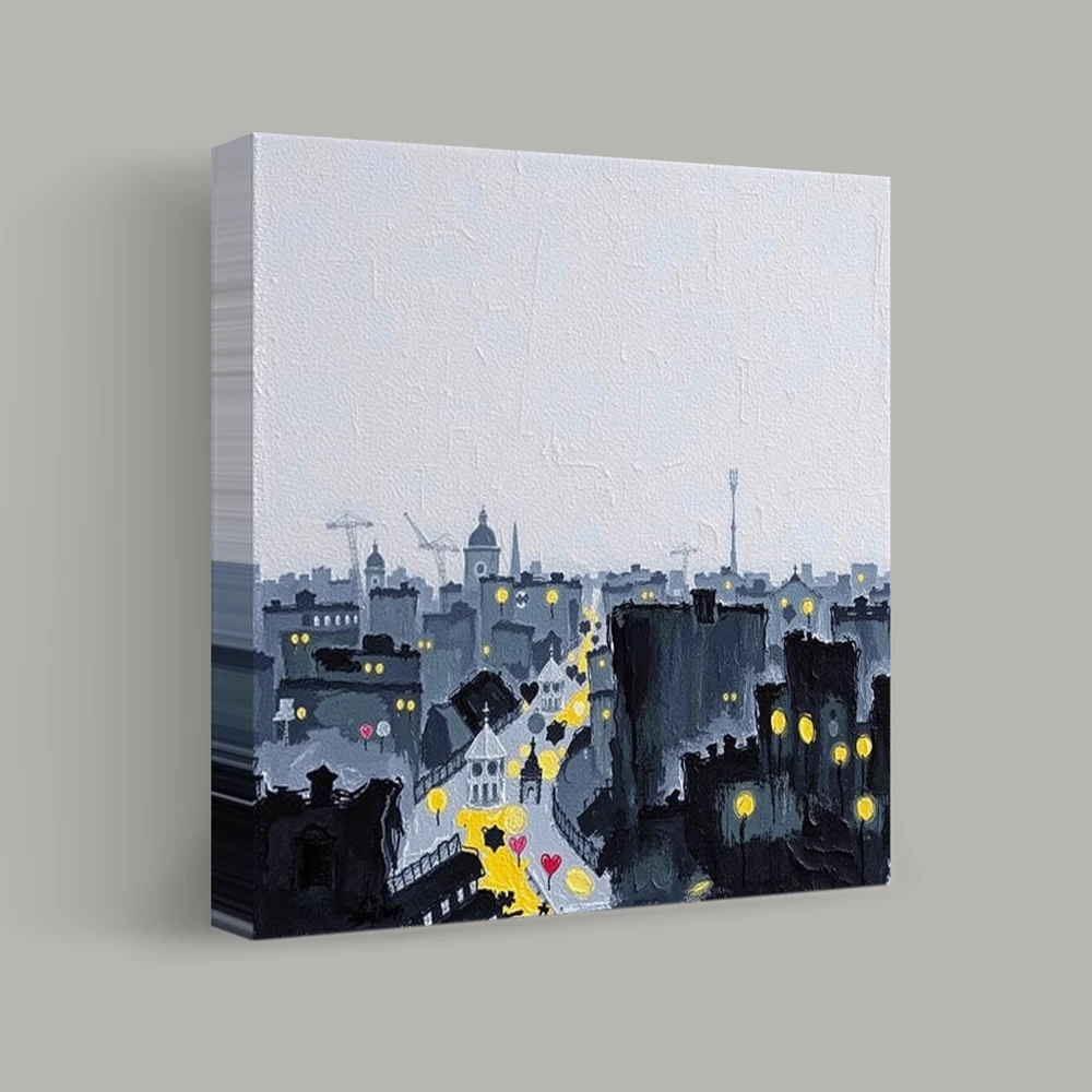 Crépuscule sur les toits de la ville — canvas