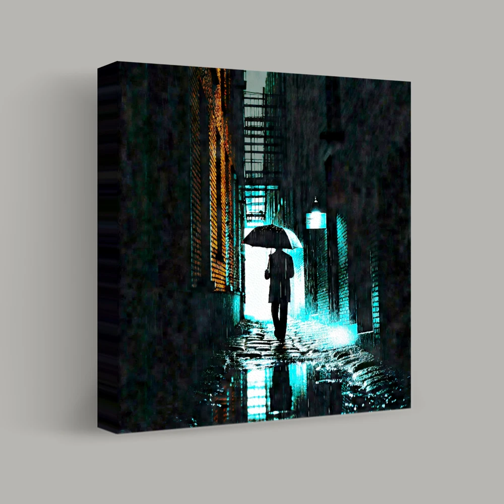 Shadows Under Rain-Soaked Streets — canvas