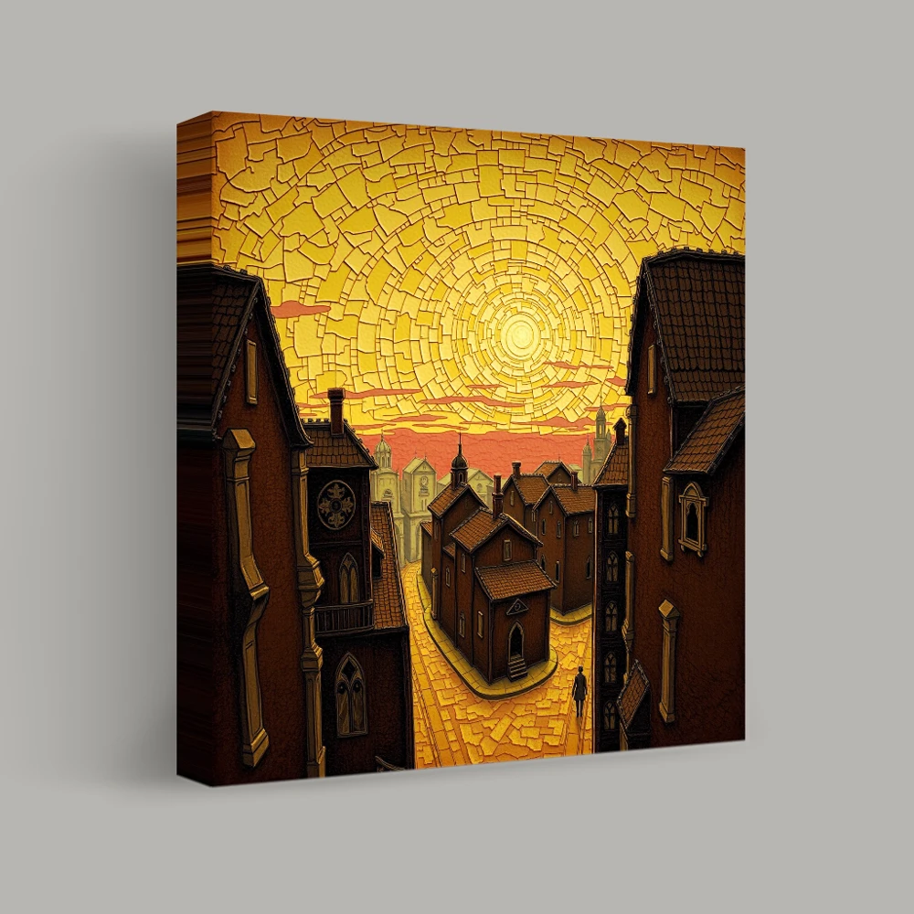Mosaic Sunset over the Rooftops — canvas